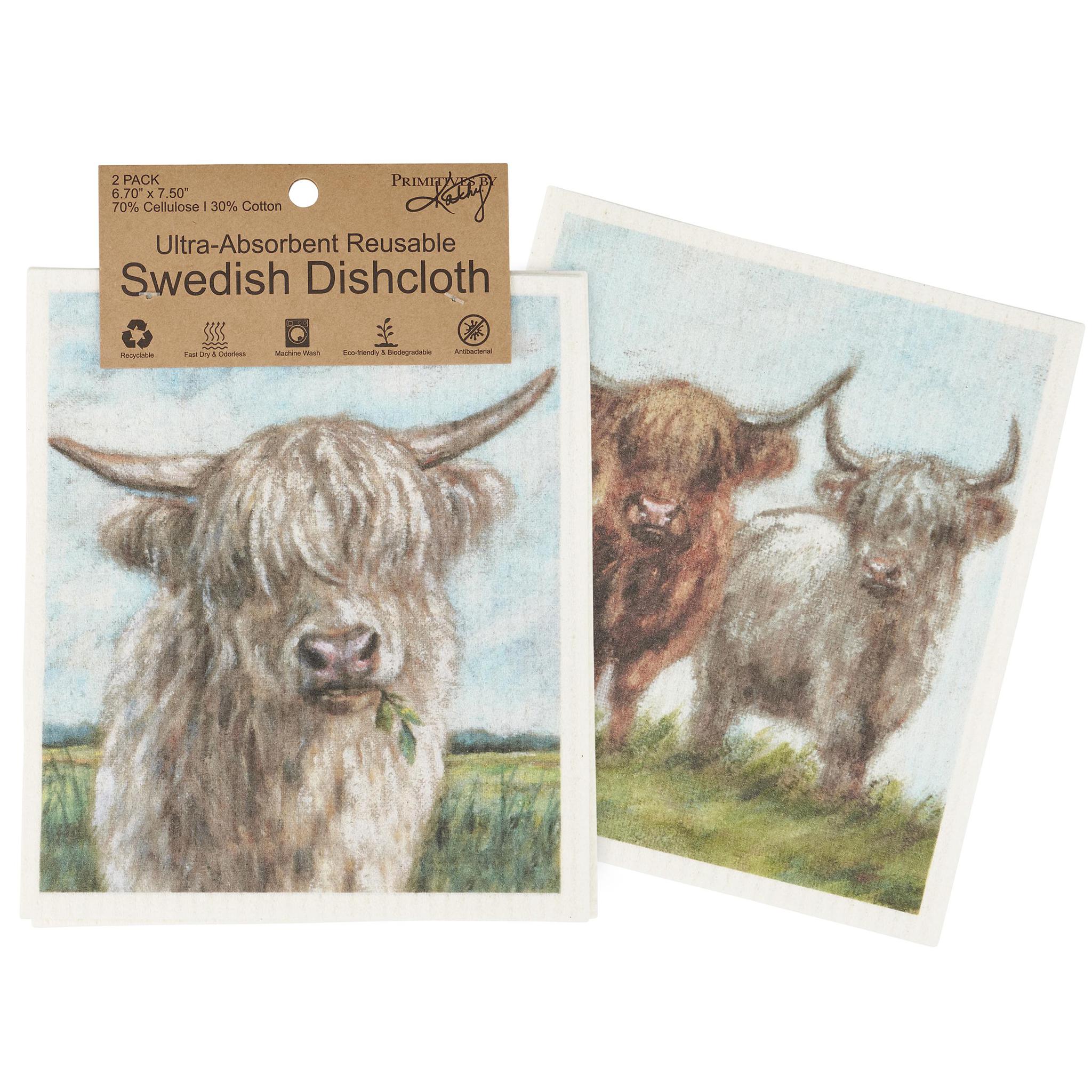 Highland Cows Swedish Dishcloth Set