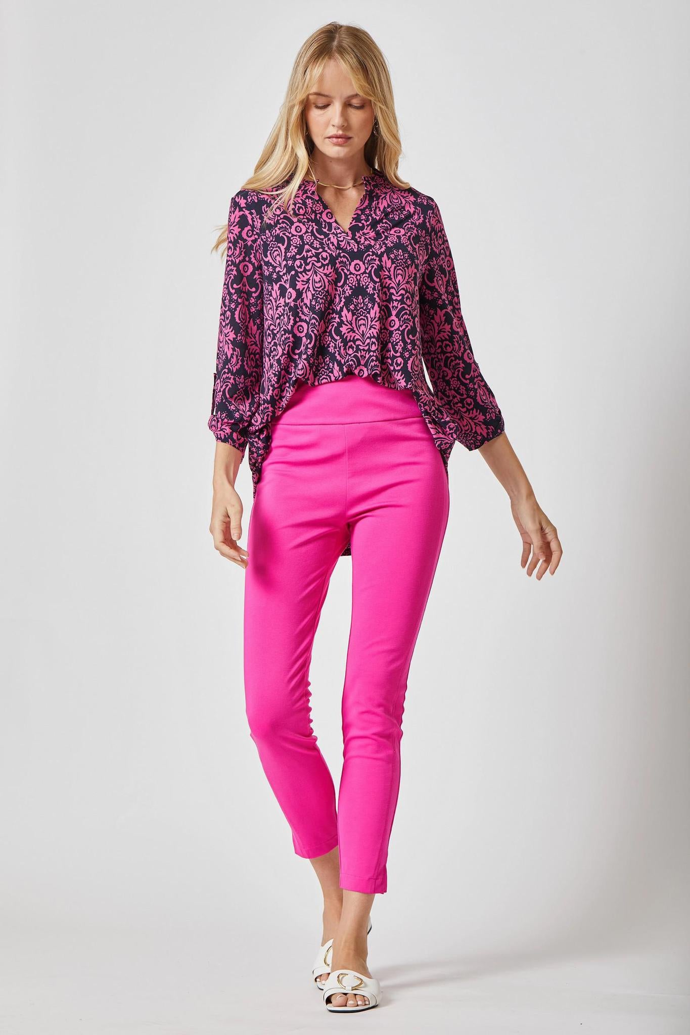 Navy Pink Design Top