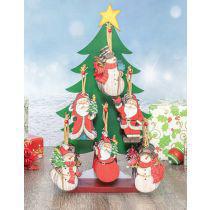 Country Santa & Snowman Ornament