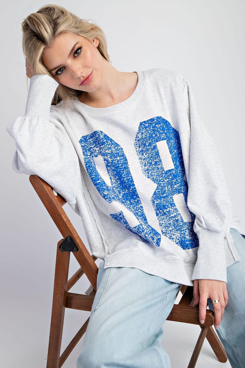 Faded Varsity Pullover Top