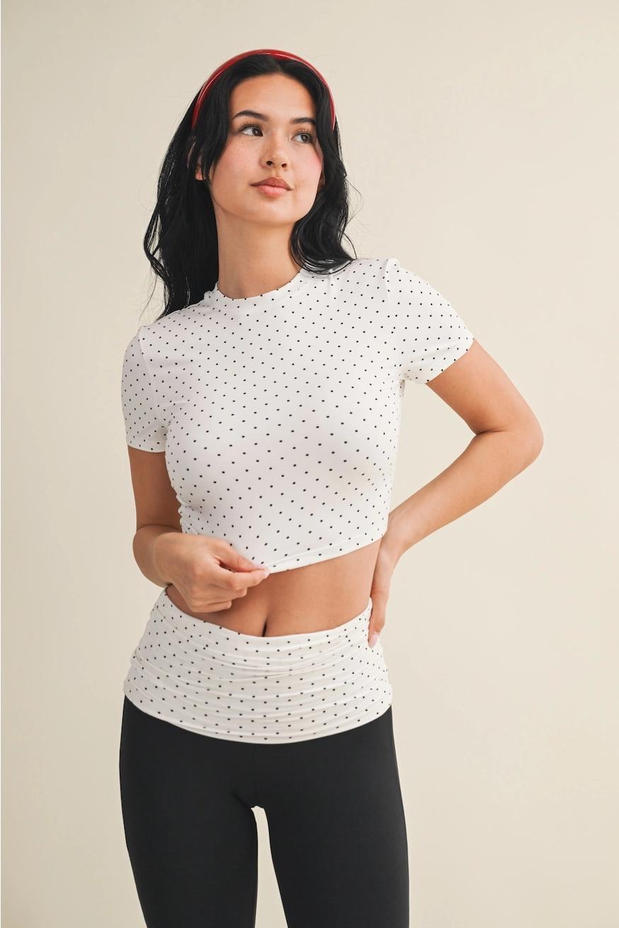 Polka Dot Soft Knit Jersey Crewneck Tee