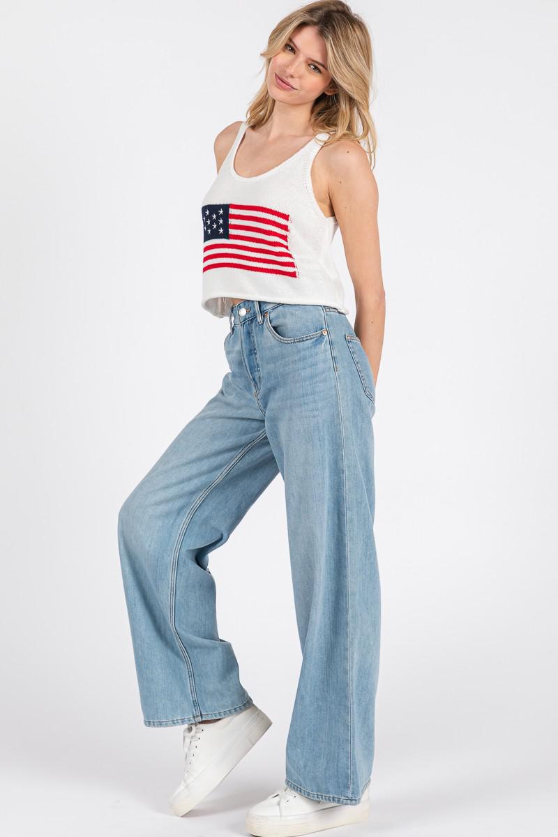 America Flag Sweater Tank Top