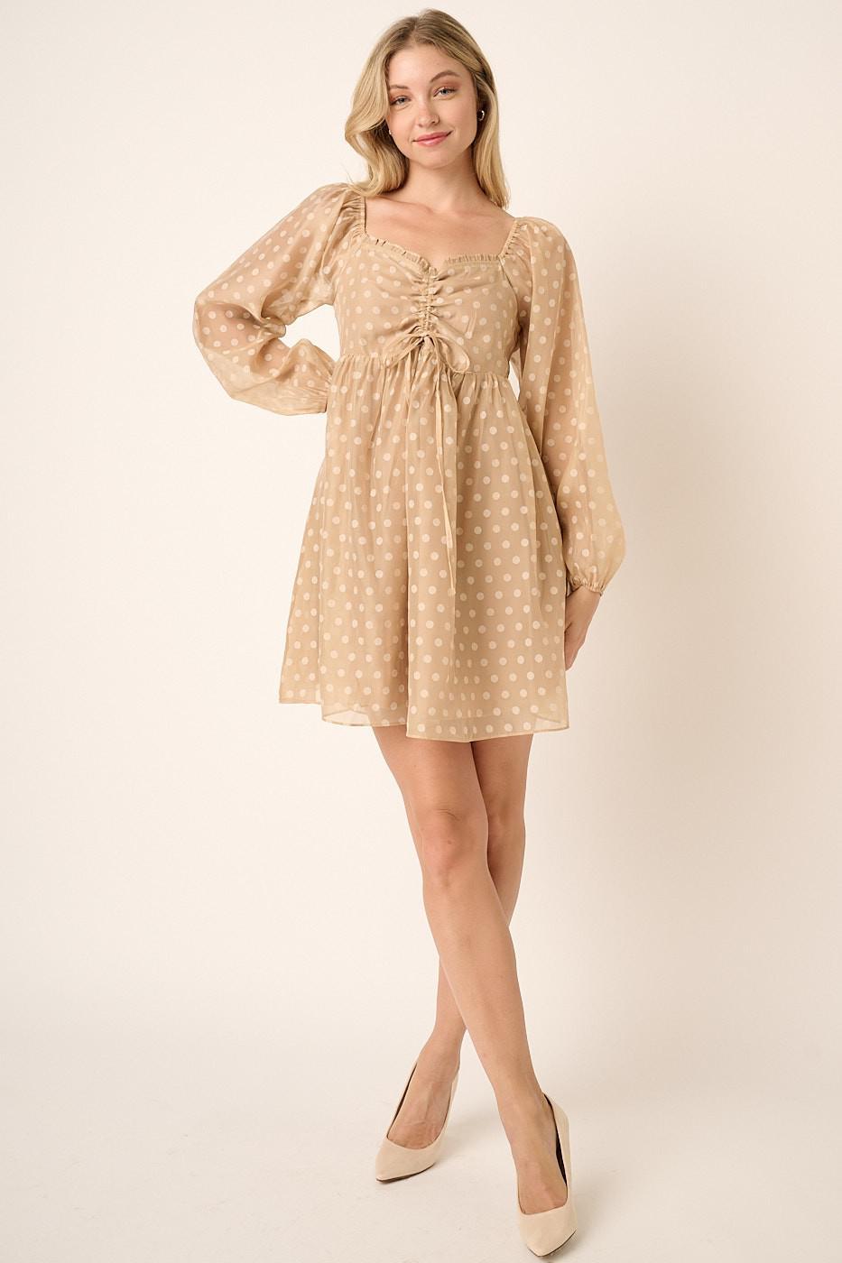 Dot Jacquard Babydoll Mini Dress