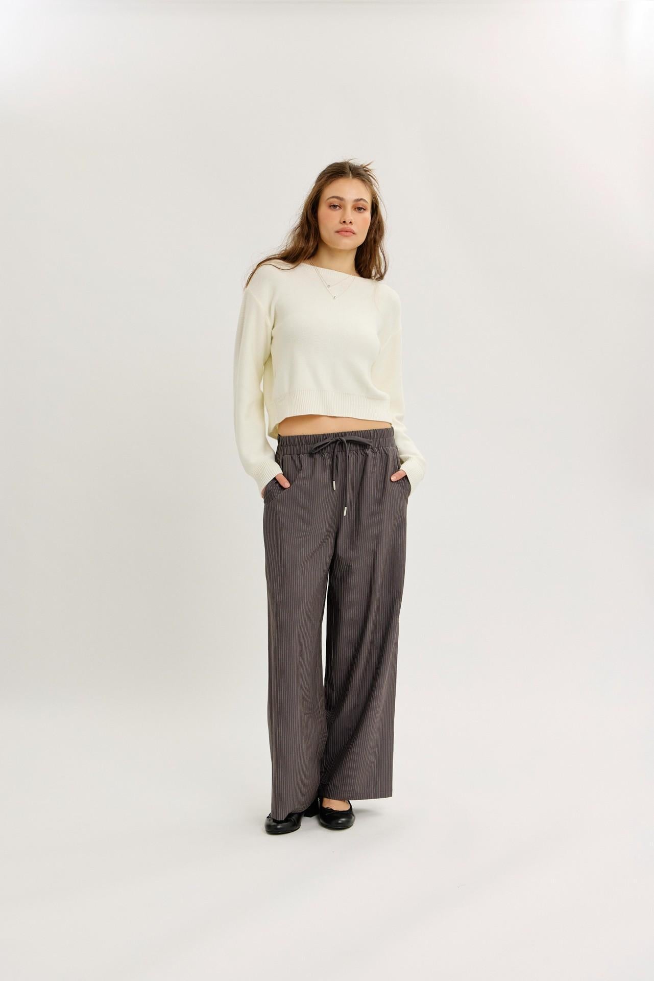 Chalk Stripe Pull-on Relaxed Fit Pants