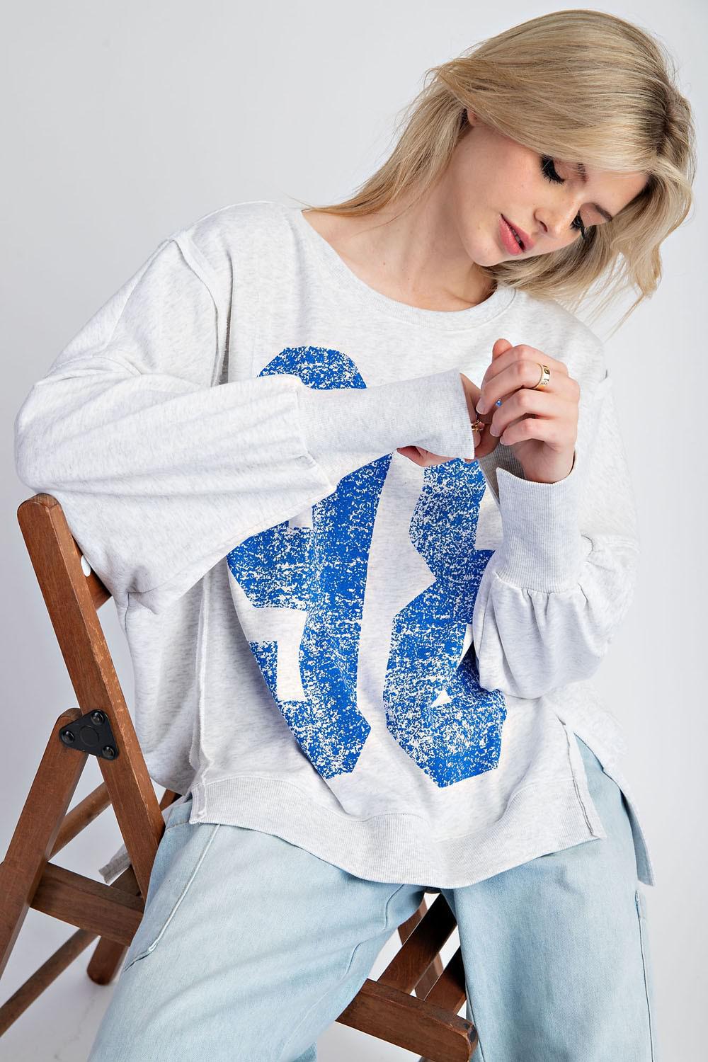 Faded Varsity Pullover Top