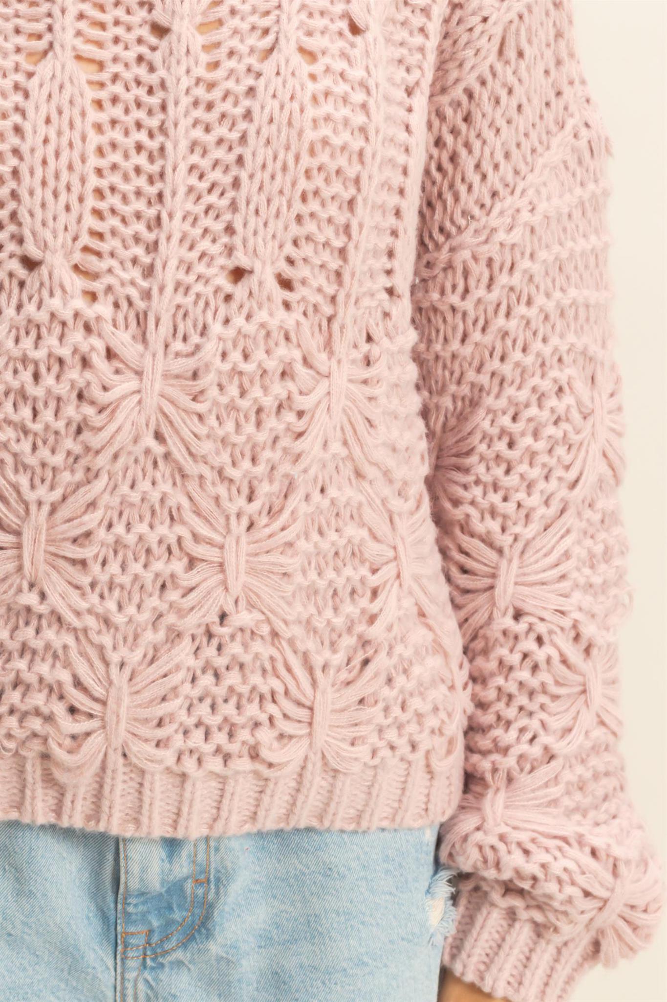 Dusty Rose Chunky Cable Knit Sweater