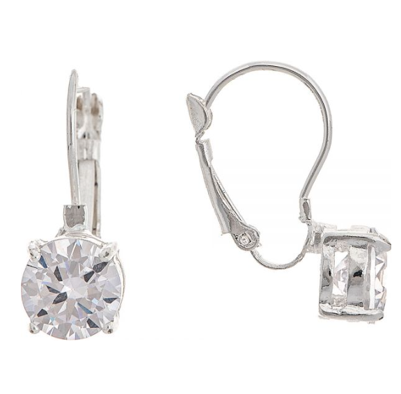Silver Crystal Leverback Earring