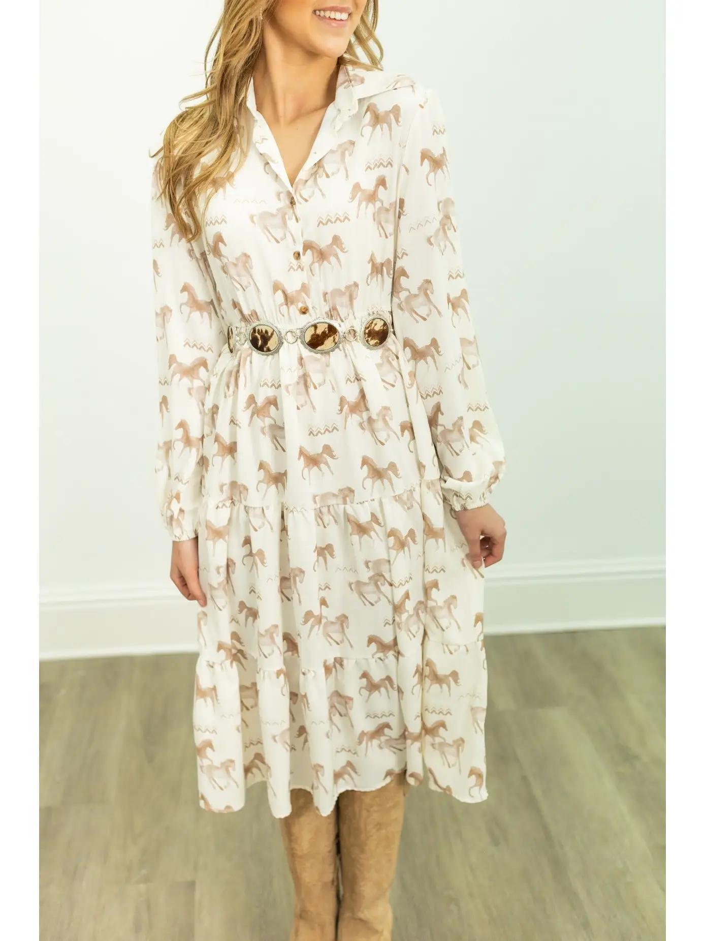 Horse Print Shirt Dress