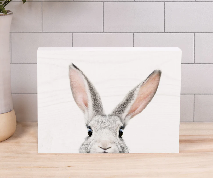 Peeking Rabbit Block Sign