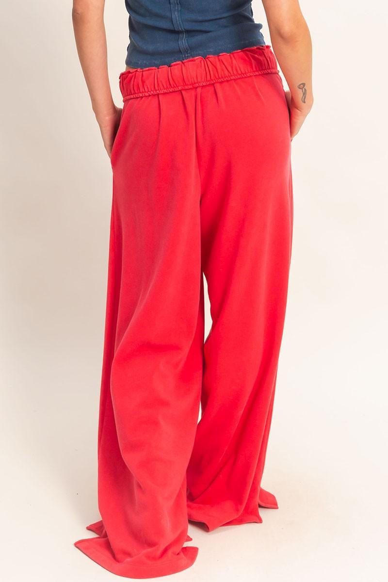 Fold Over Waist Wide Leg Sweatpant