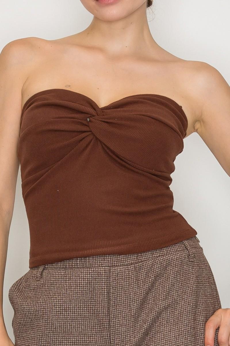 Twisted-front Solid Tube Top