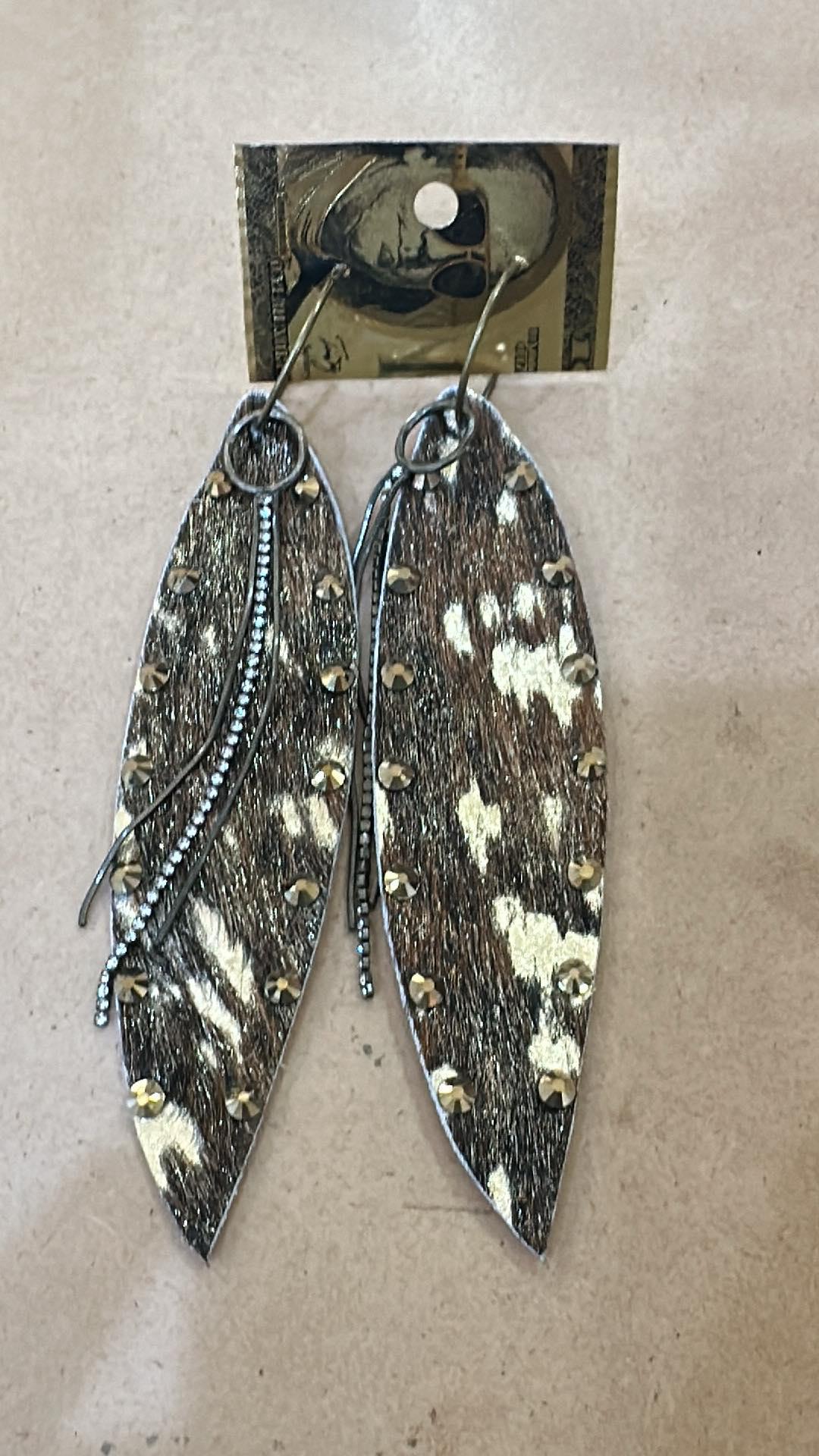 Fur Crystal Long Earrings