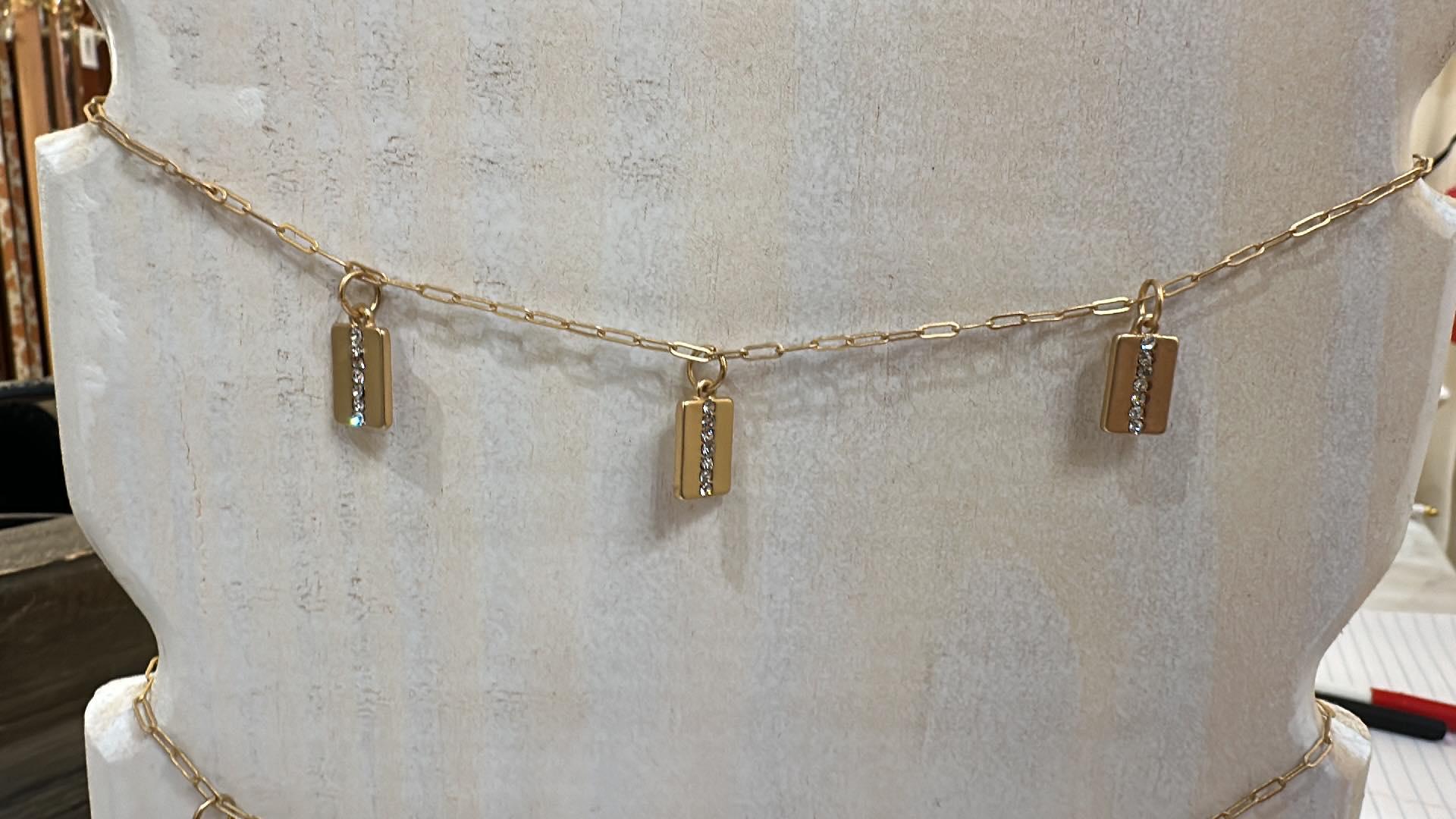 Rectangle Crystal Gold Necklace