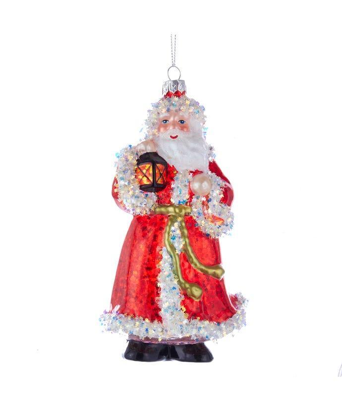 Red/white Glass Santa Ornament