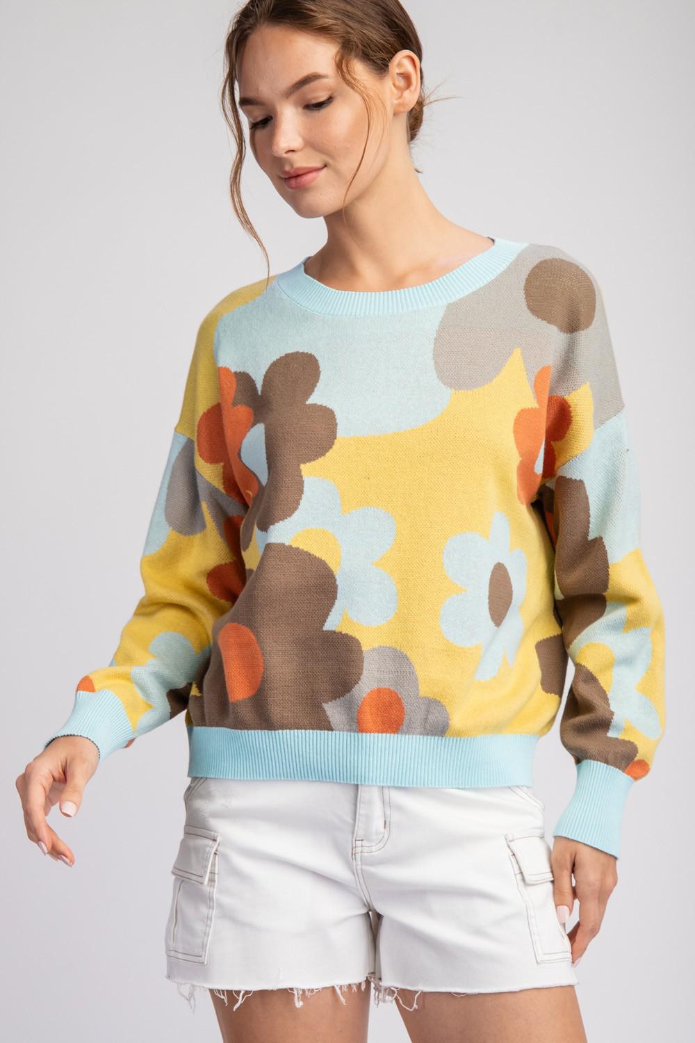 Winter Sky Floral Sweater