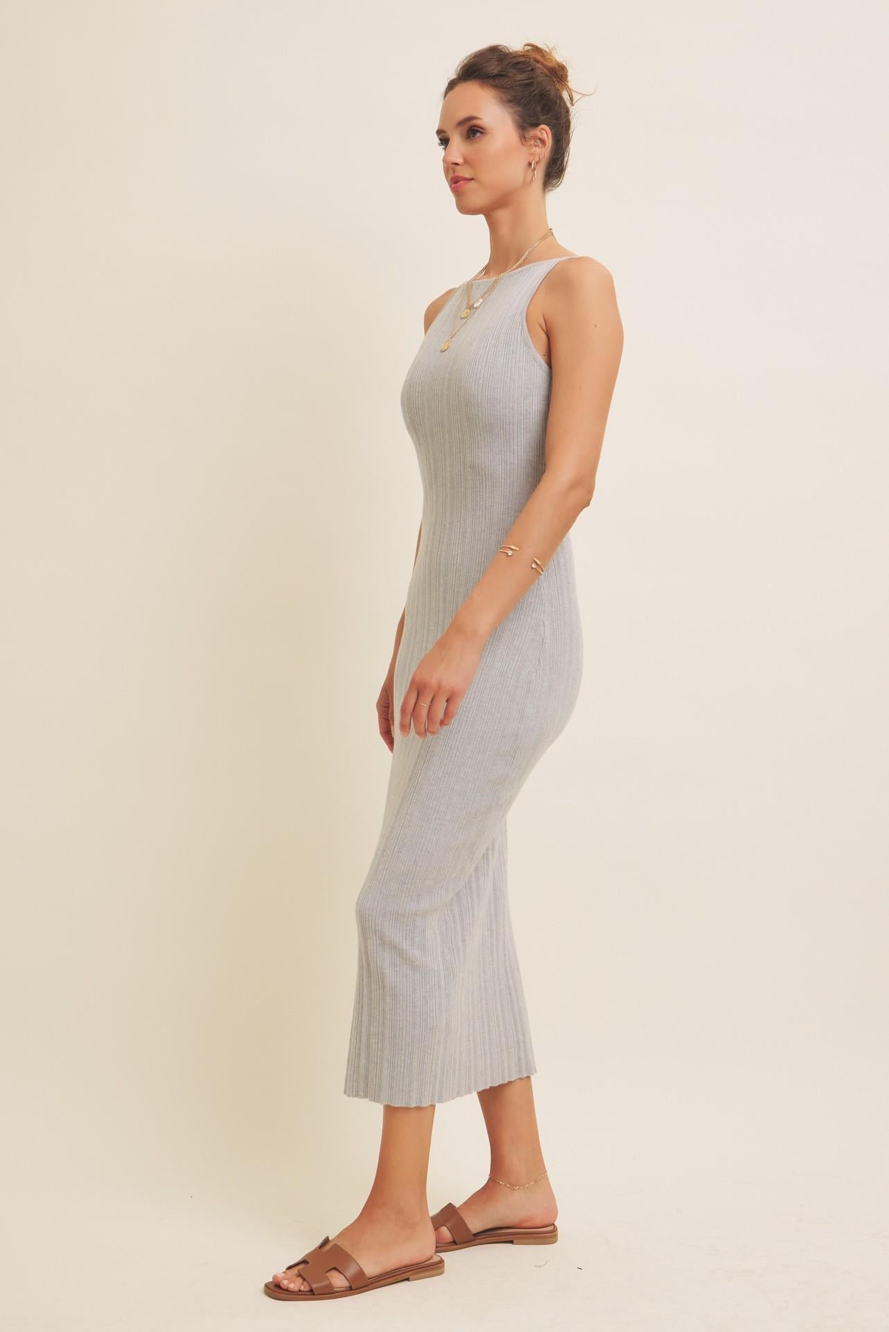 Stretchy Rib Sweater Slim Bodycon Midi Dress