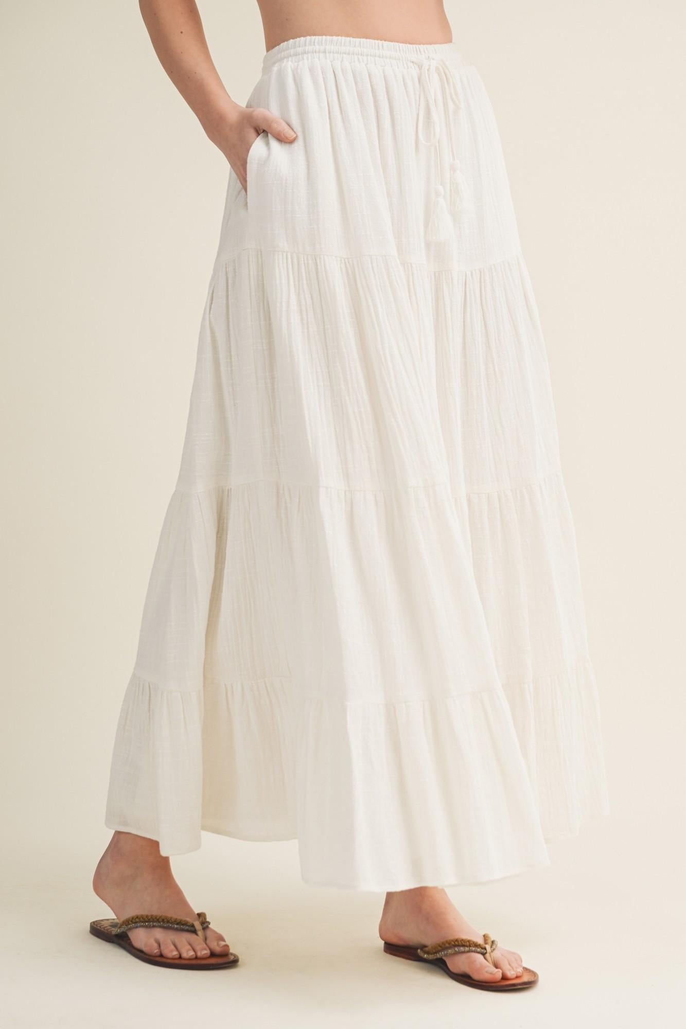 Off-White Tiered Maxi Skirt