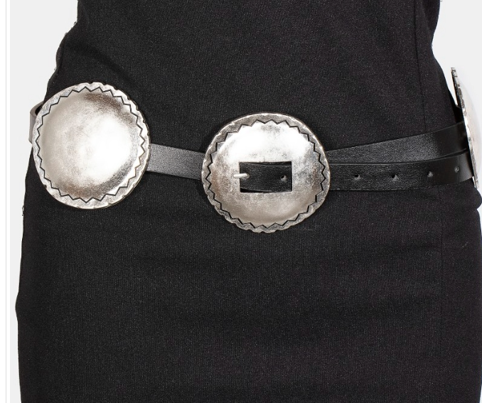 Lg Western Concho Discs Leather Belt