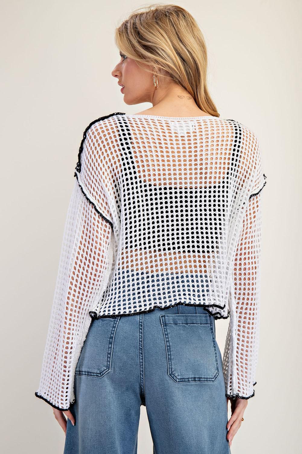 Long Sleeve Contrast Edge Sweater