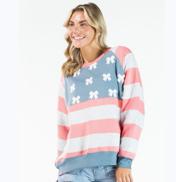 Simply Southern American Flag Bow Crewneck