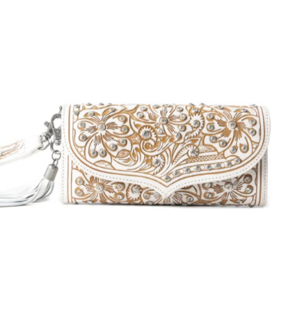 Sparkling Desert Moon Luxe Wallet In Chocolate White