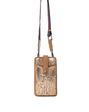 Cedar Snake Print Leather Cell Phone Holder