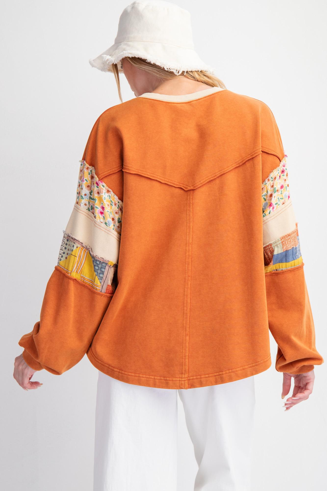 Rust Mix Terry Knit Pullover