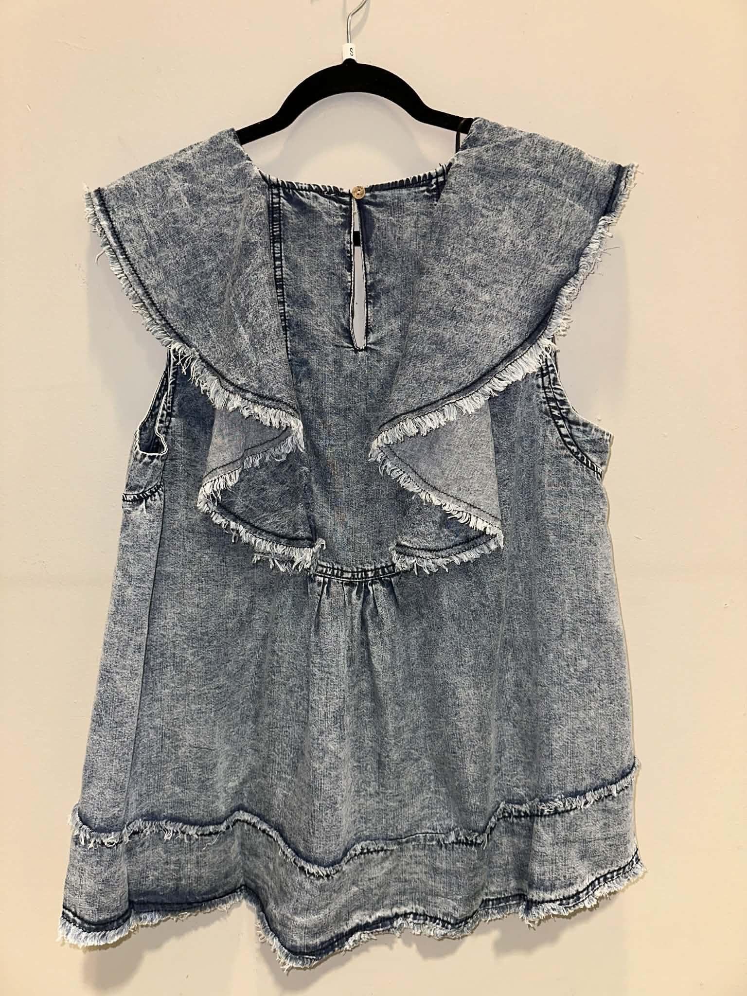 Washed Ruffle Collar Tencel Tank