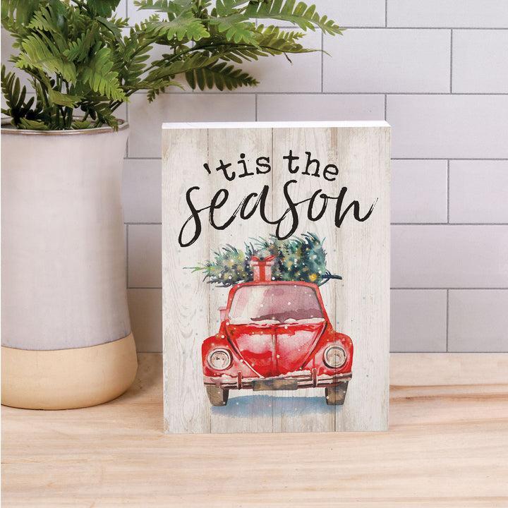 Tis The season Red Truck Block Sign