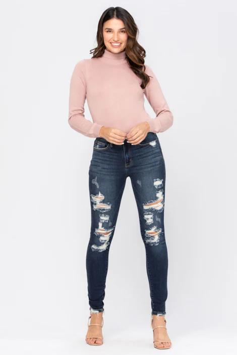 Judy Blue Midrise Dark Skinny Jeans