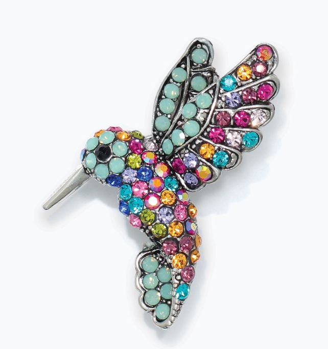 Jeweled Colorful Hummingbird Pin