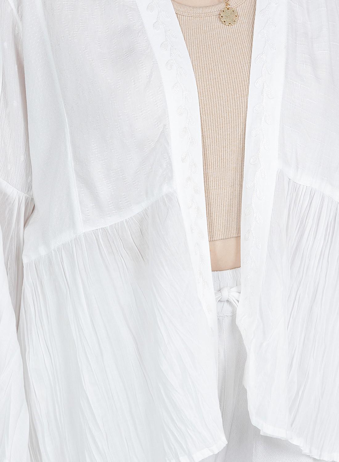 White Elegant Kimono Frill Shrug