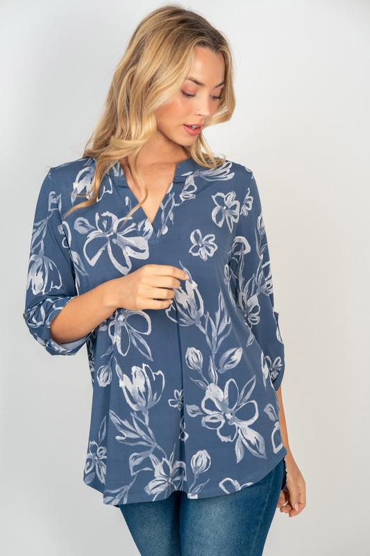 Denim Floral Gabby Top
