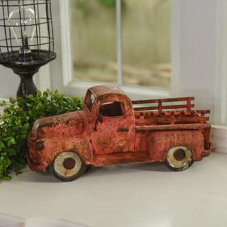 14" Red Metal Rusted Vintage Pick-up Truck