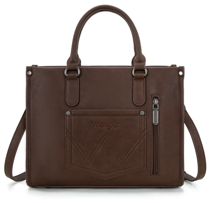 Wrangler Sherpa Aztec Canvas Tote/Crossbody - Coffee