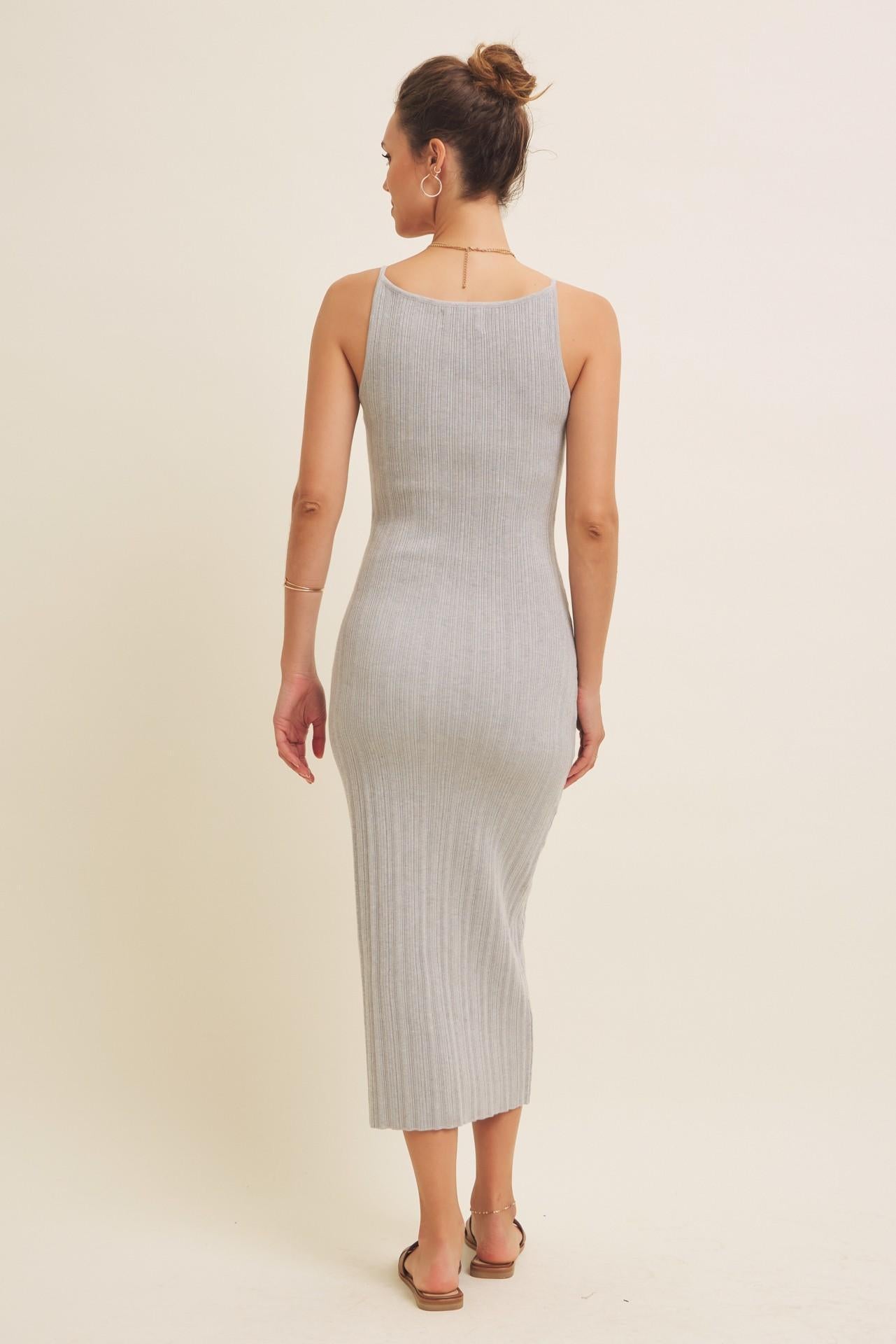 Stretchy Rib Sweater Slim Bodycon Midi Dress