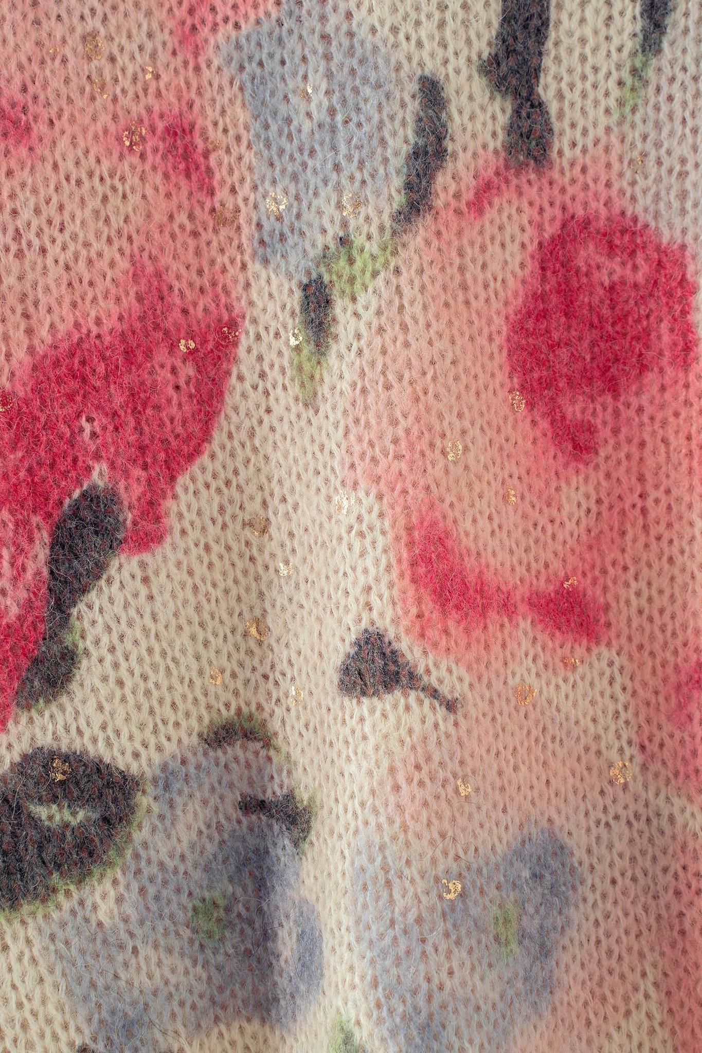 Rosewater Dream Floral Gold-Dust Sweater
