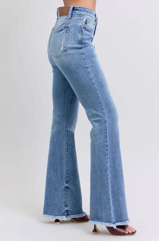 Judy Blue HW Bootcut Jeans with Fray Hem