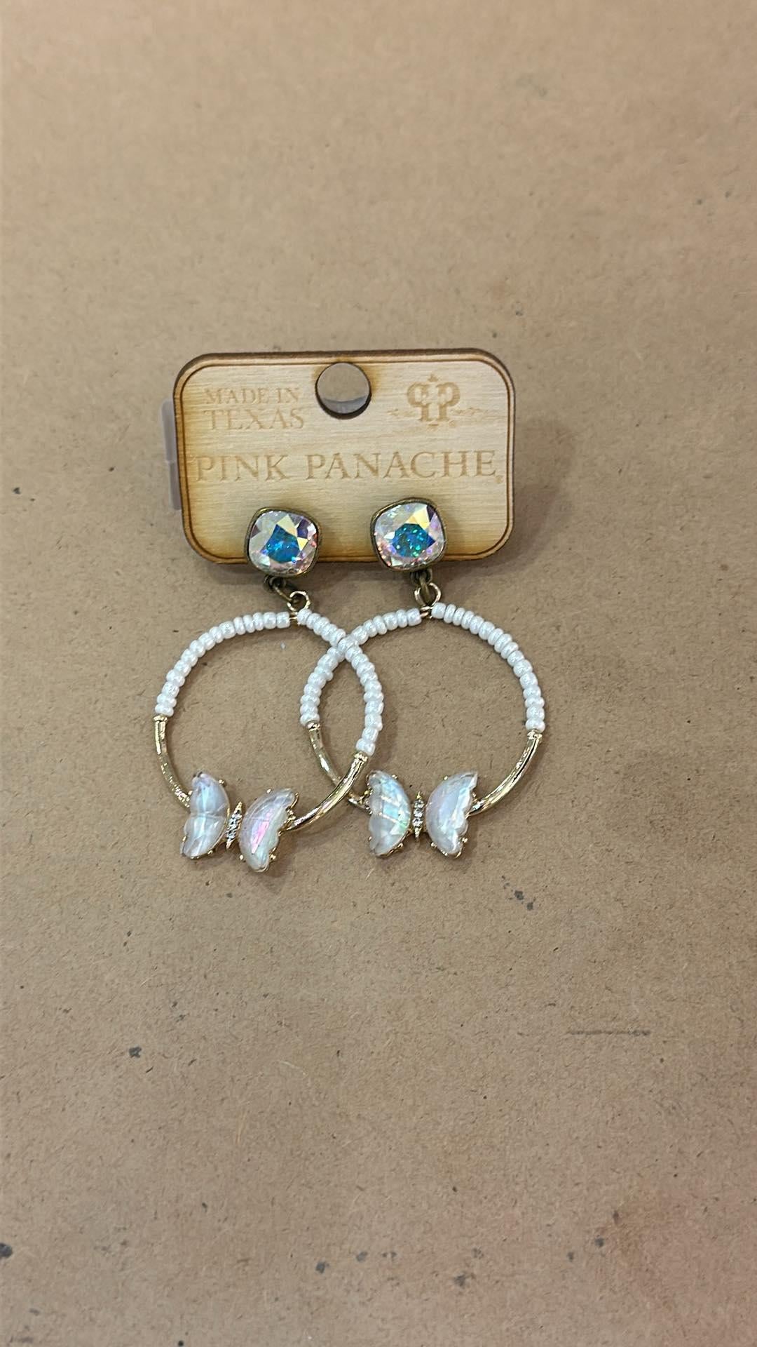 Crystal Butterfly Circle Earrings