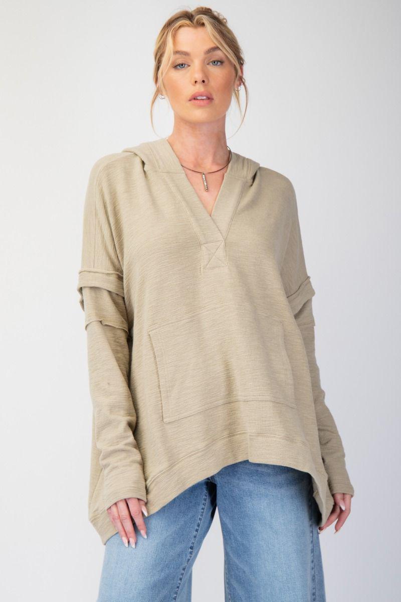 Sage Textured Knit Hoodie