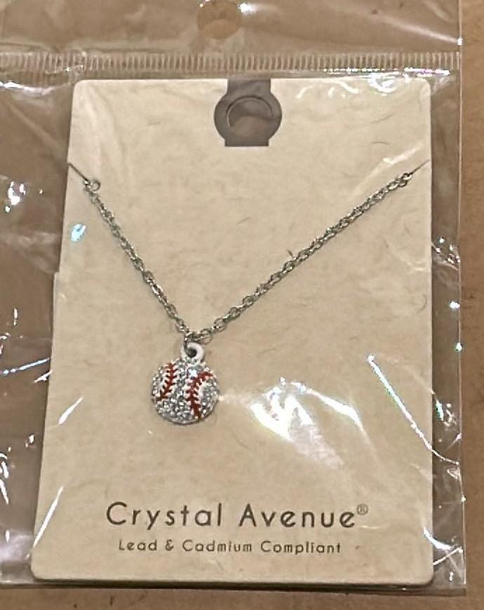 Crystal Baseball Pendant Necklace
