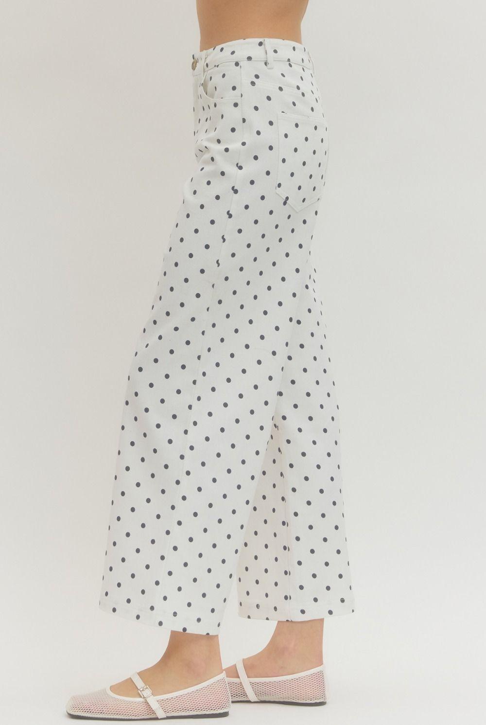 Polka-Dot Denim Pants