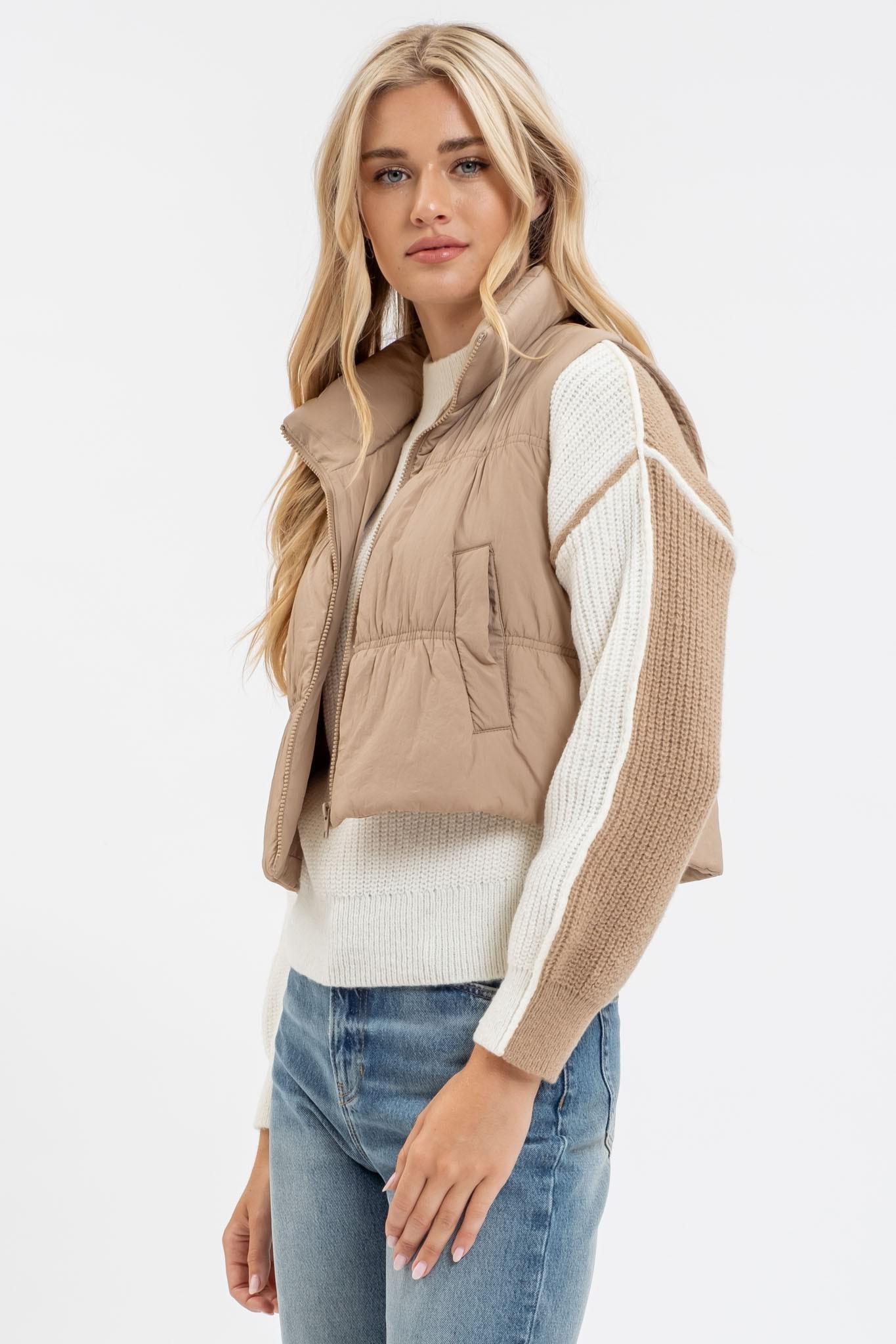 Mocha Cropped Puffer