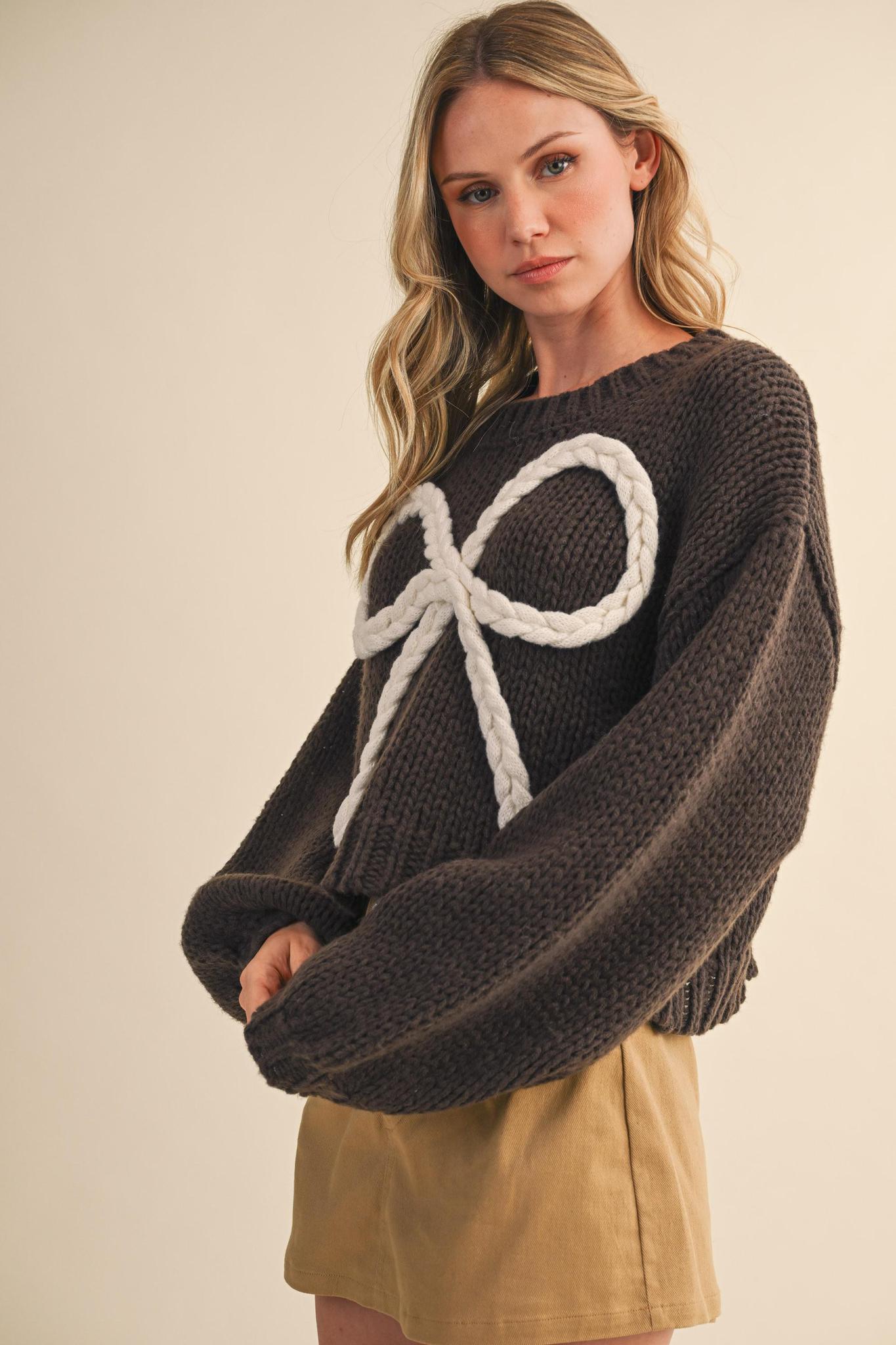 Braided Ribbon Chunky Sweater Top