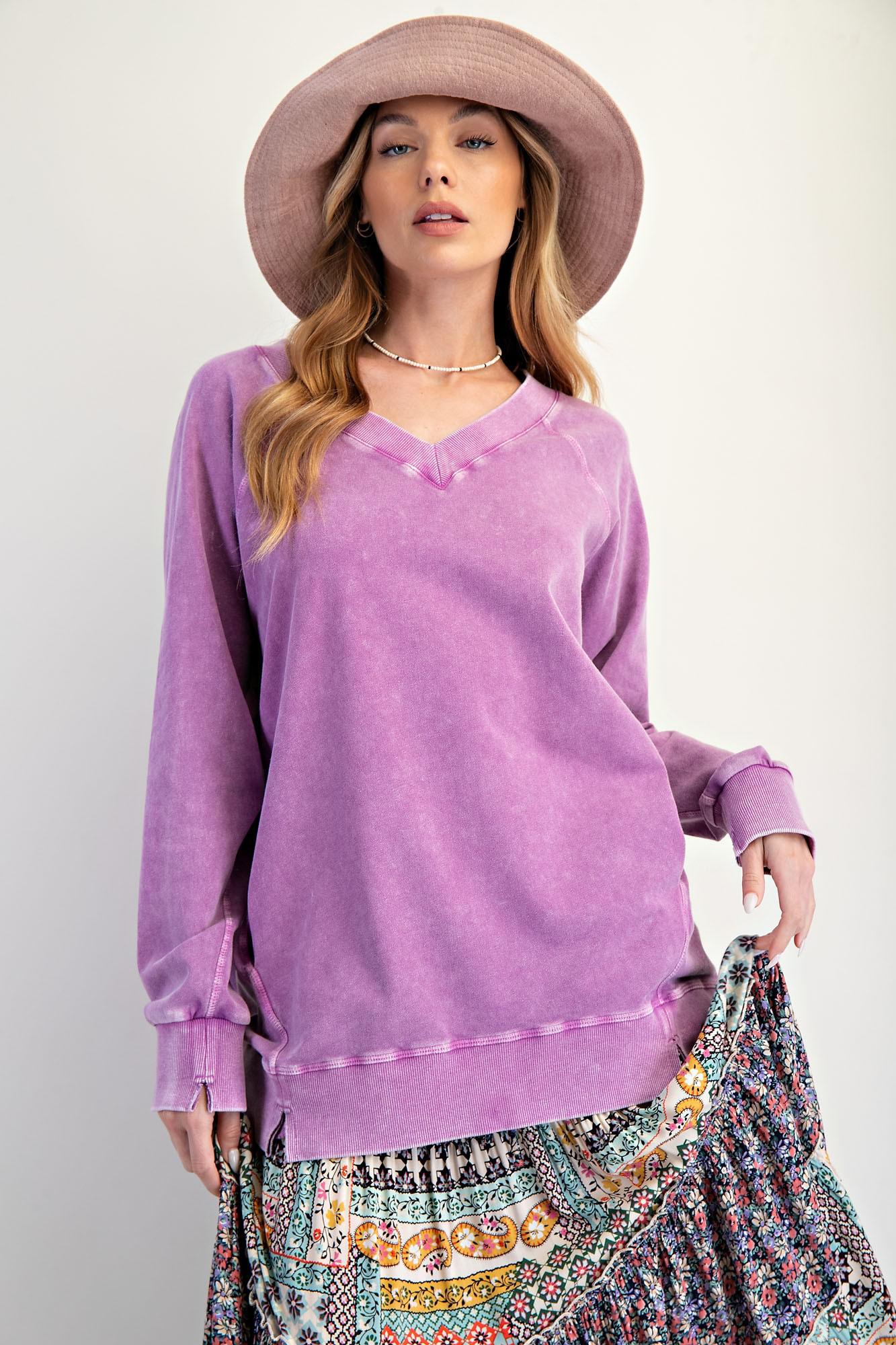 Orchid Washed Terry Oversized Pullover