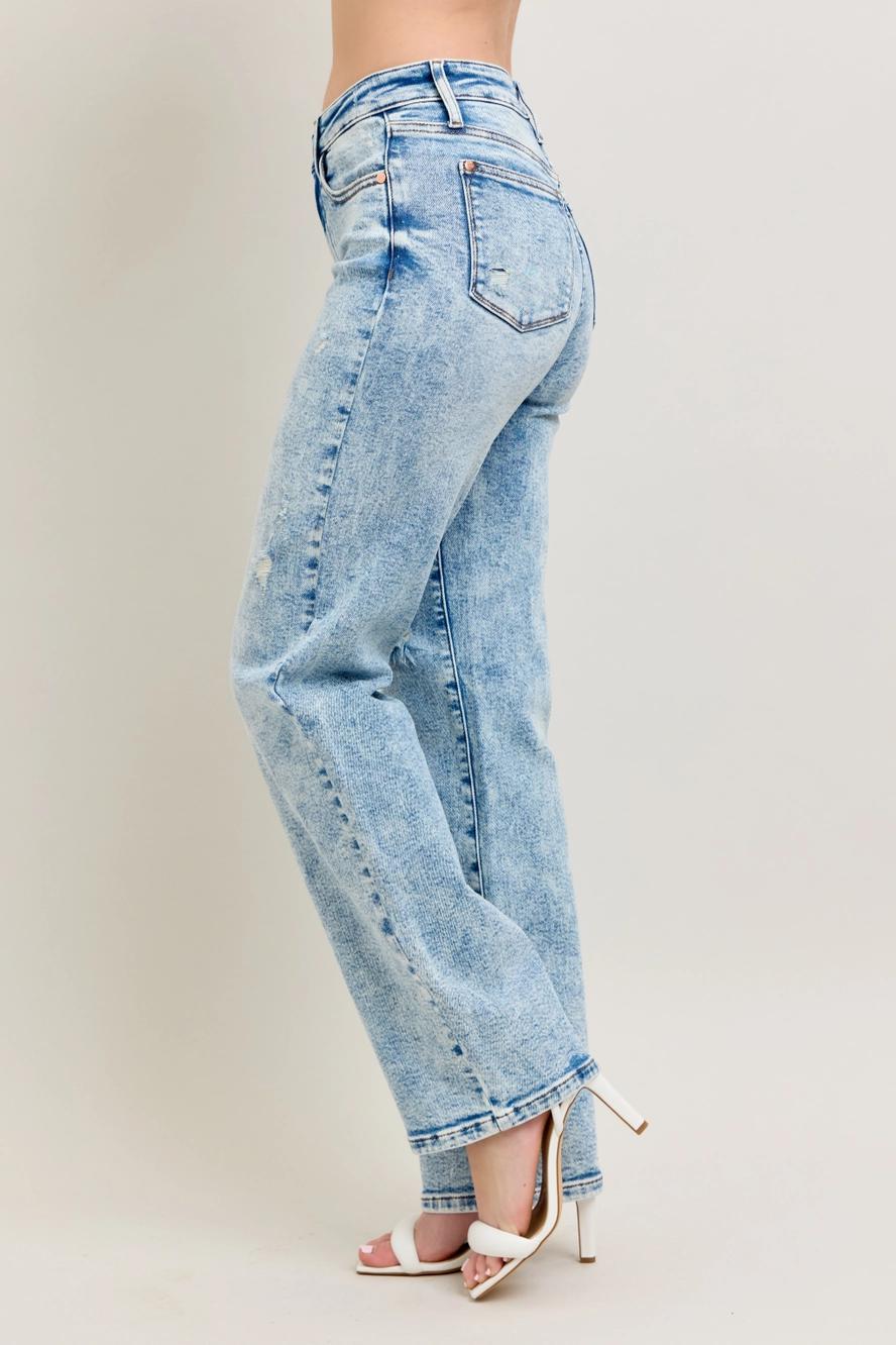 Judy Blue Mineral Wash HW Distressed 90's Straight