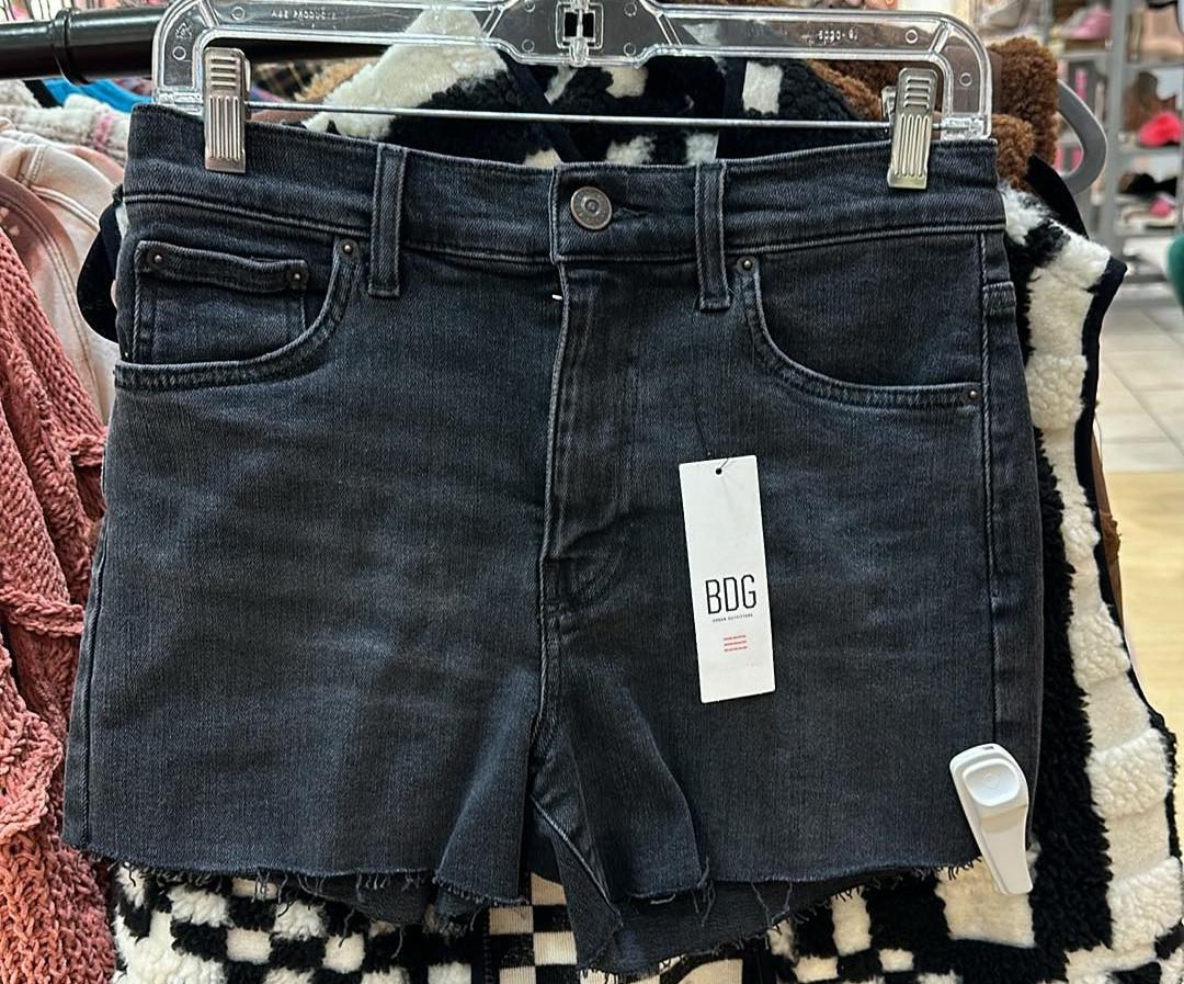 Black Aline Denim Shorts