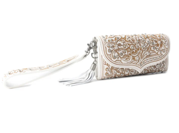 Sparkling Desert Moon Luxe Wallet In Chocolate White