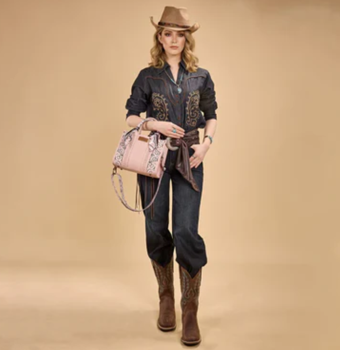 Wrangler Braided Paisley Bandana Tote Bag - Pink