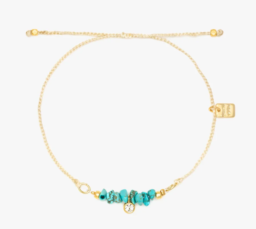 Dainty Turquoise Charm Bracelet